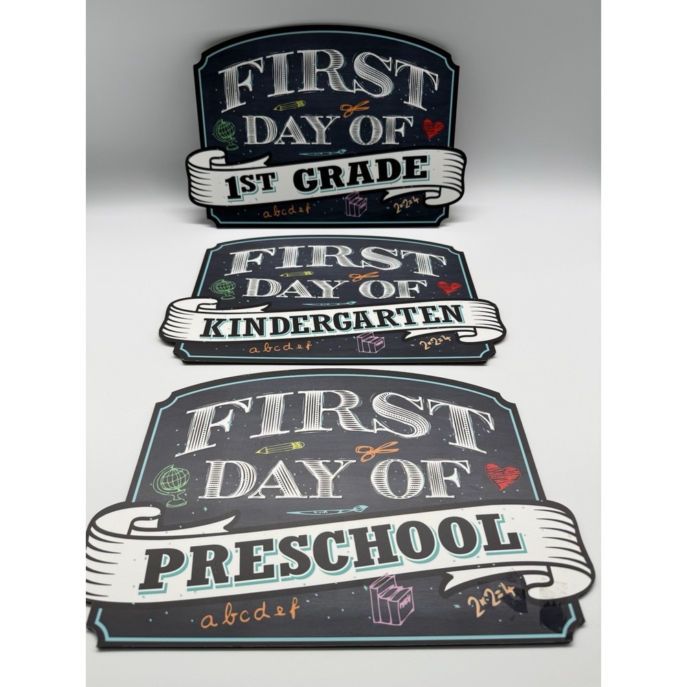 Wood Signs First Day‎ of Preschool -Kindergarten -1st Chalkboard Style Board